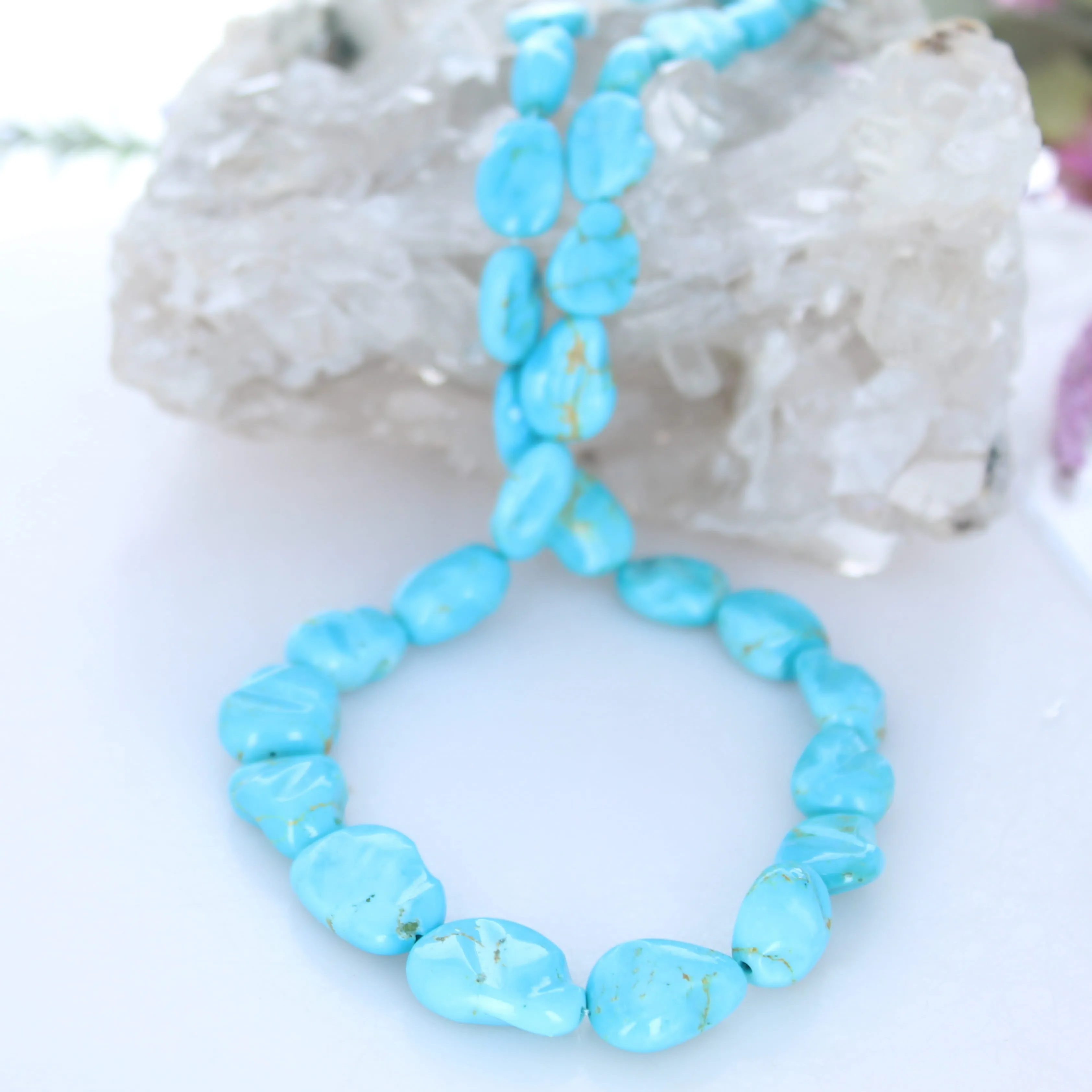 AAA KINGMAN TURQUOISE Carved Beads 20 Strand