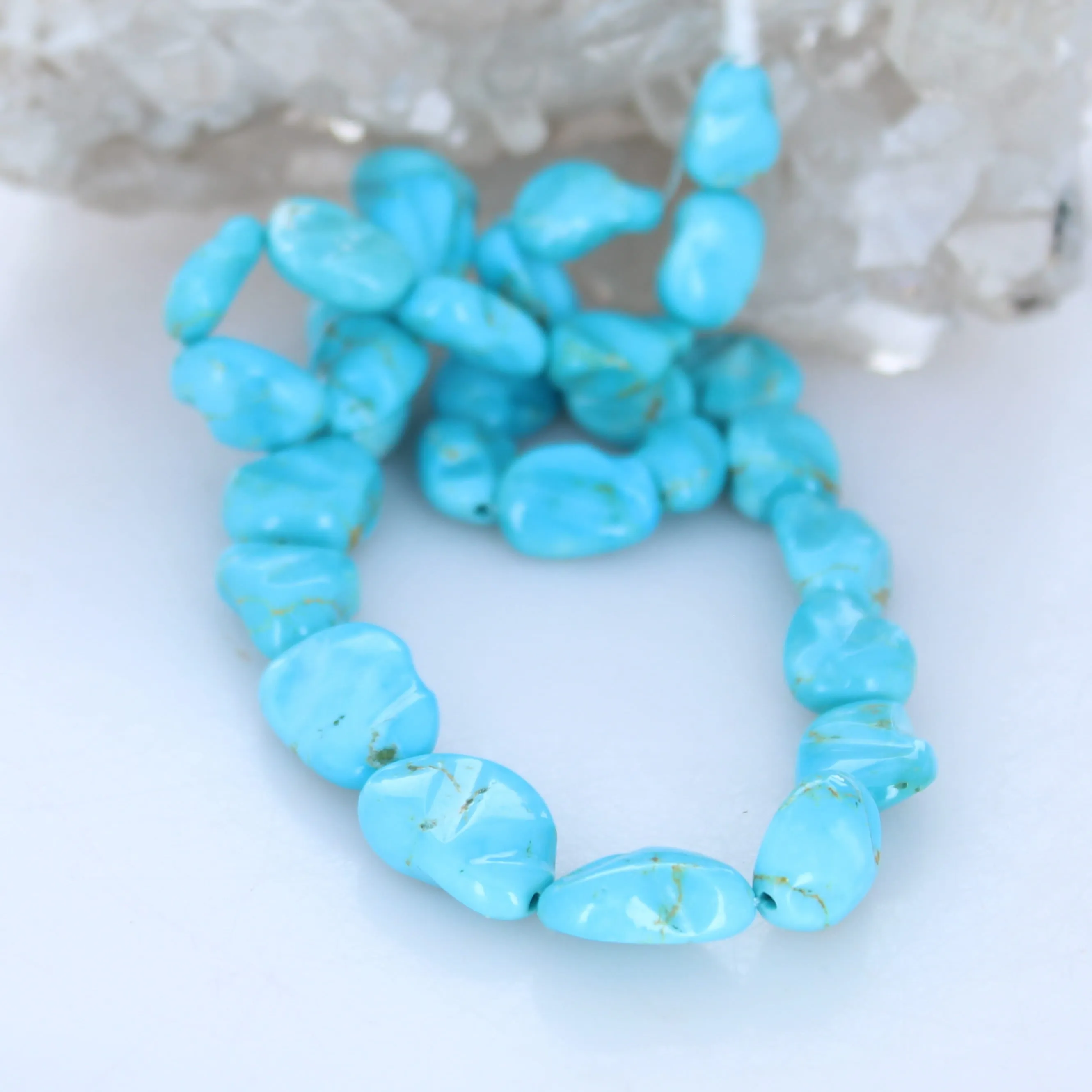 AAA KINGMAN TURQUOISE Carved Beads 20 Strand