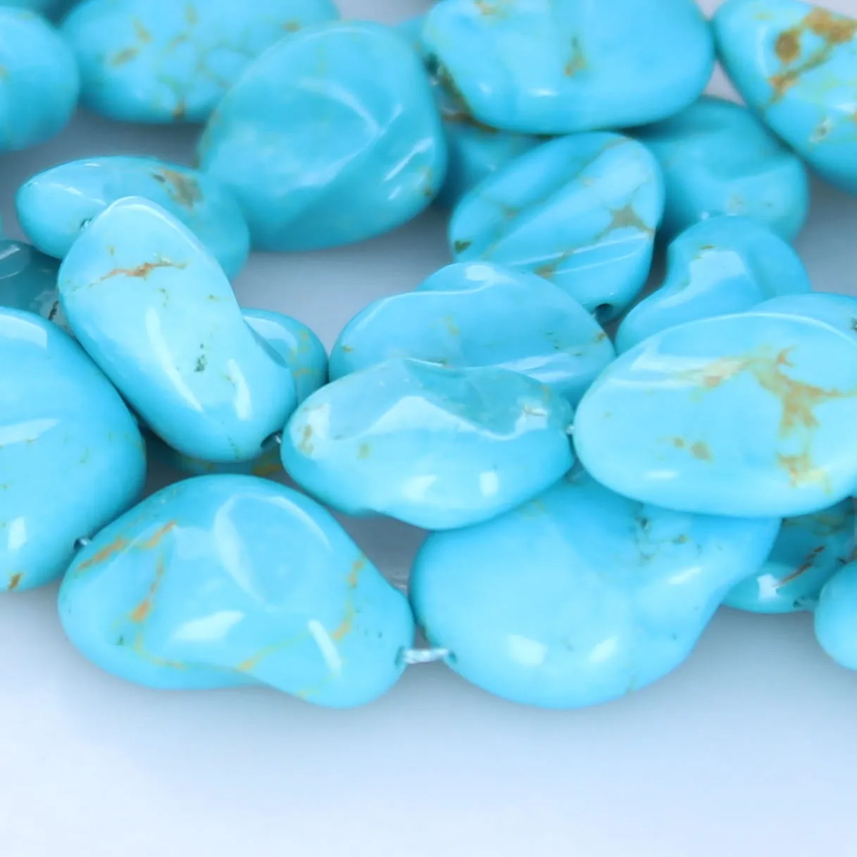 AAA KINGMAN TURQUOISE Carved Beads 20 Strand