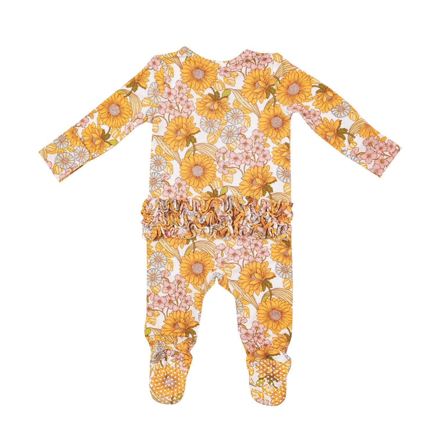 Angel Dear - Sunflower Child Ruffle Zipper Footie