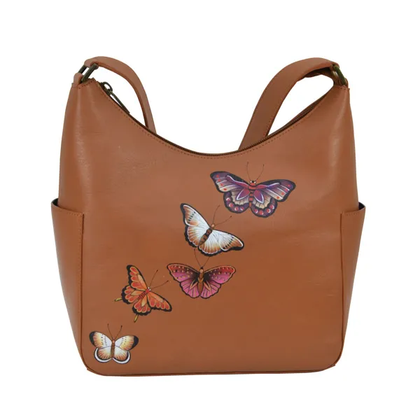 Anuschka Leather Handpainted Handbag: 382-BFY-HNY 