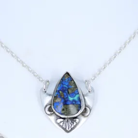 AZURITE Shield Pendant Sterling Southwest Arizona