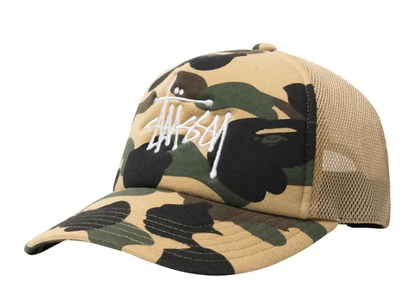 BAPE x Stussy Trucker Cap Yellow