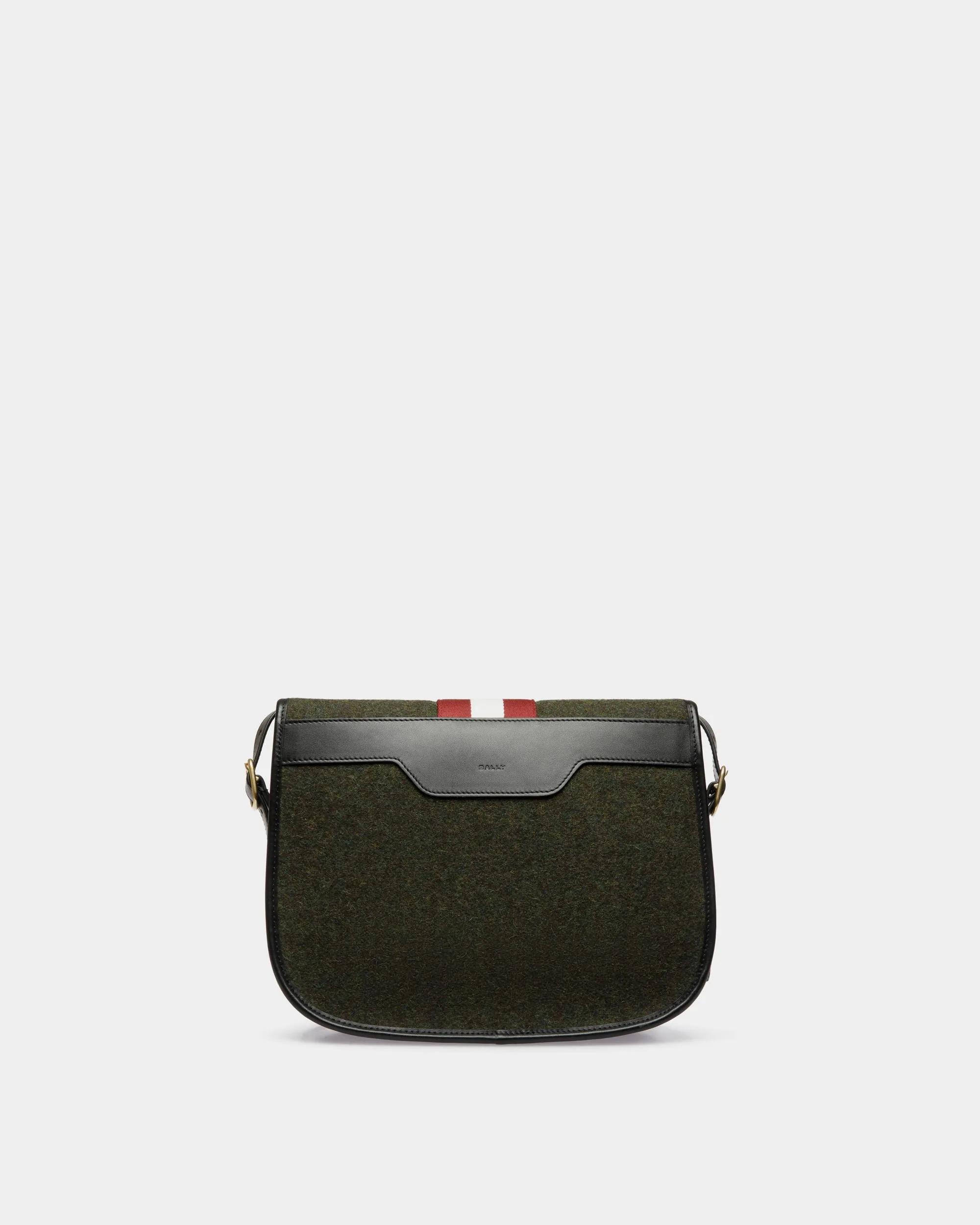 Beckett Crossbody Bag In Dark Green Wool And Leather 