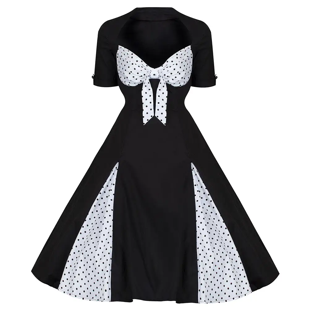 Black and White Polka Dot Retro 50s Rockabilly Dress