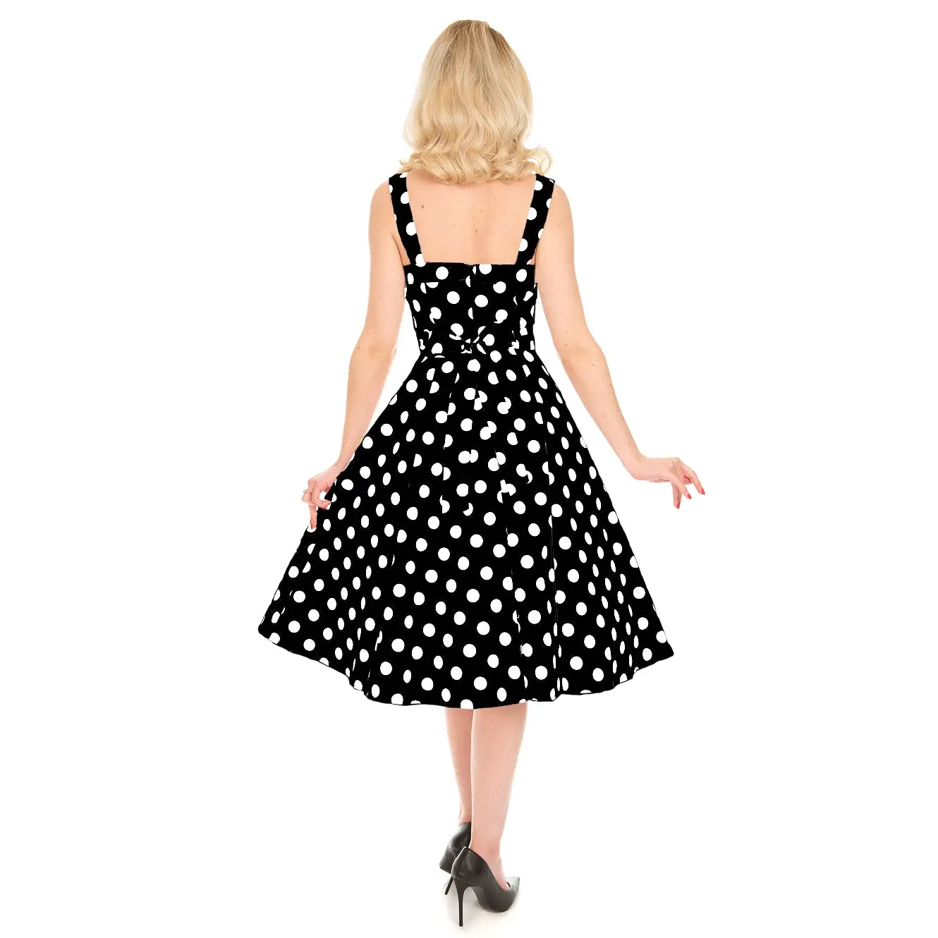 Black And White Polka Dot Rockabilly 50s Swing Dress