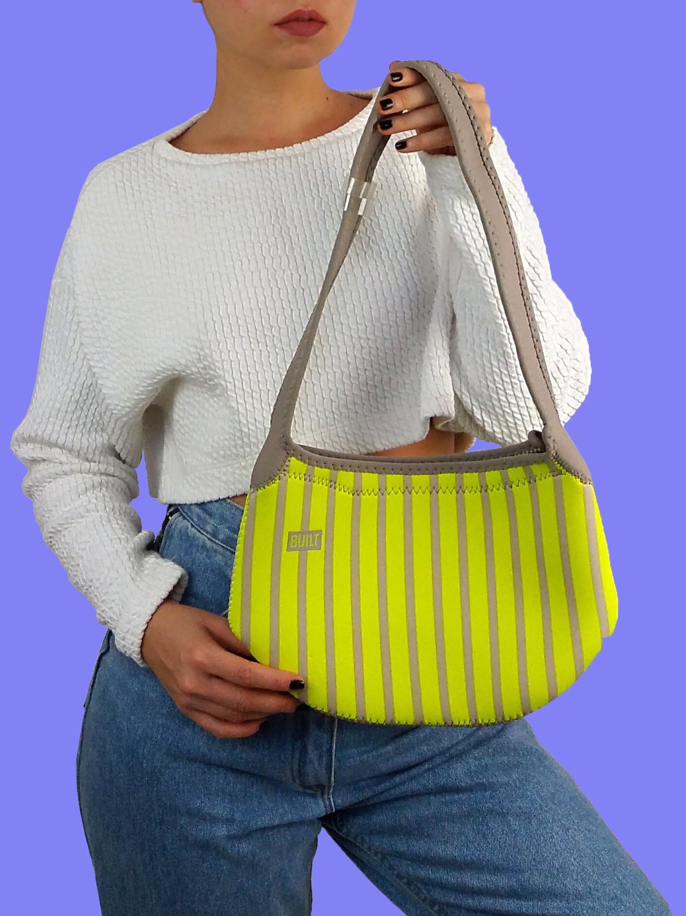 BUILT Neoprene Lunch Tote Bag Stripes Fluo Print