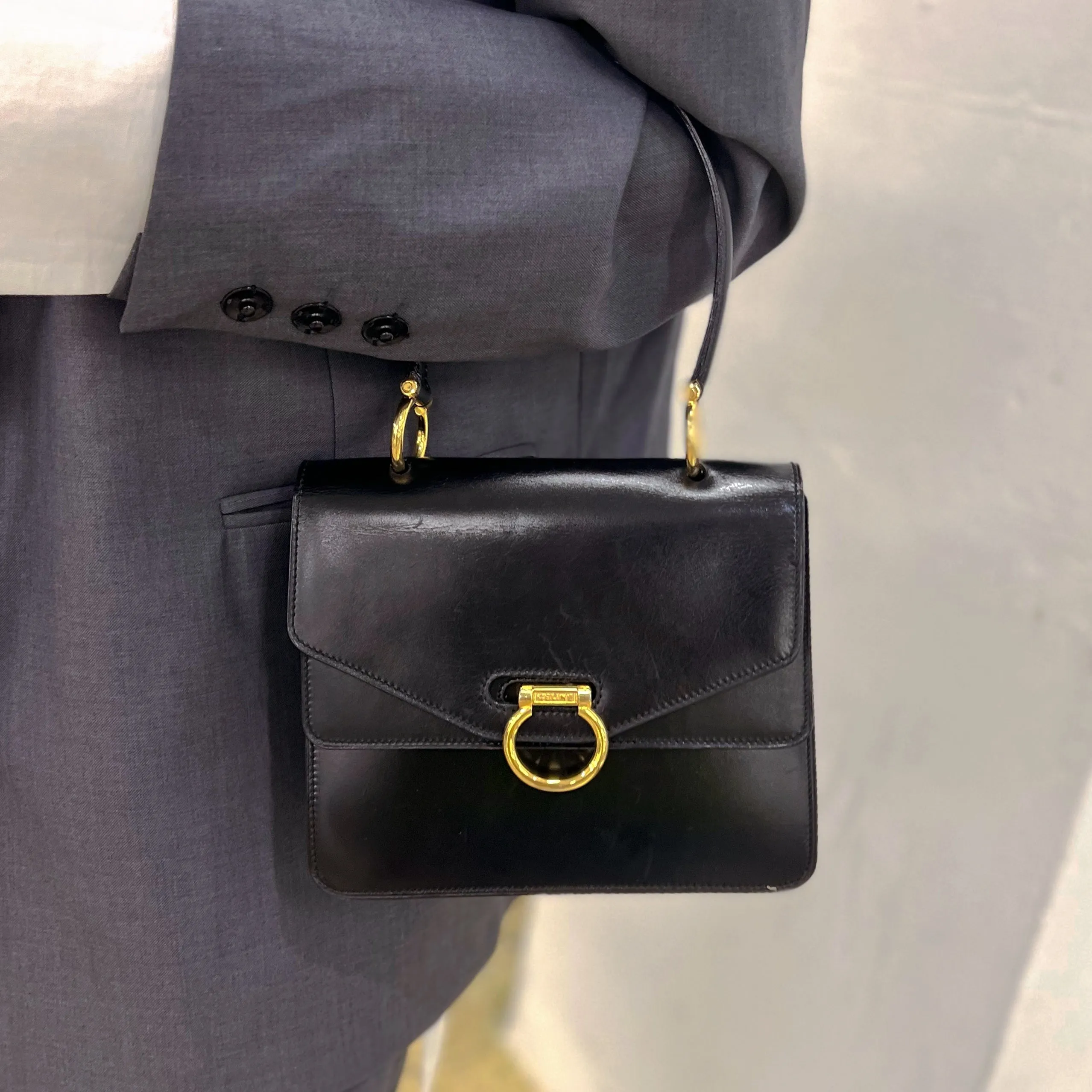 CELINE vintage box leather shoulder bag