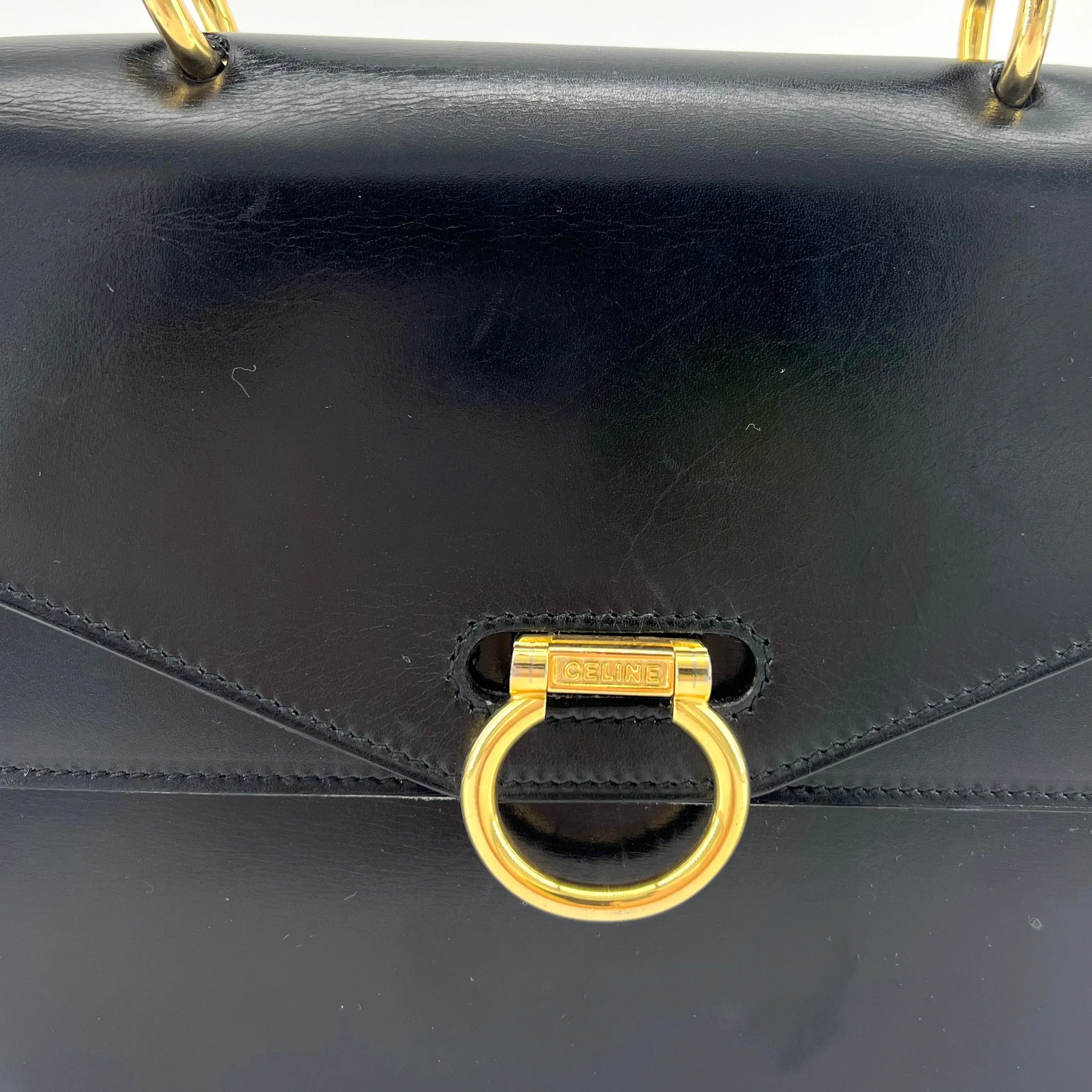 CELINE vintage box leather shoulder bag