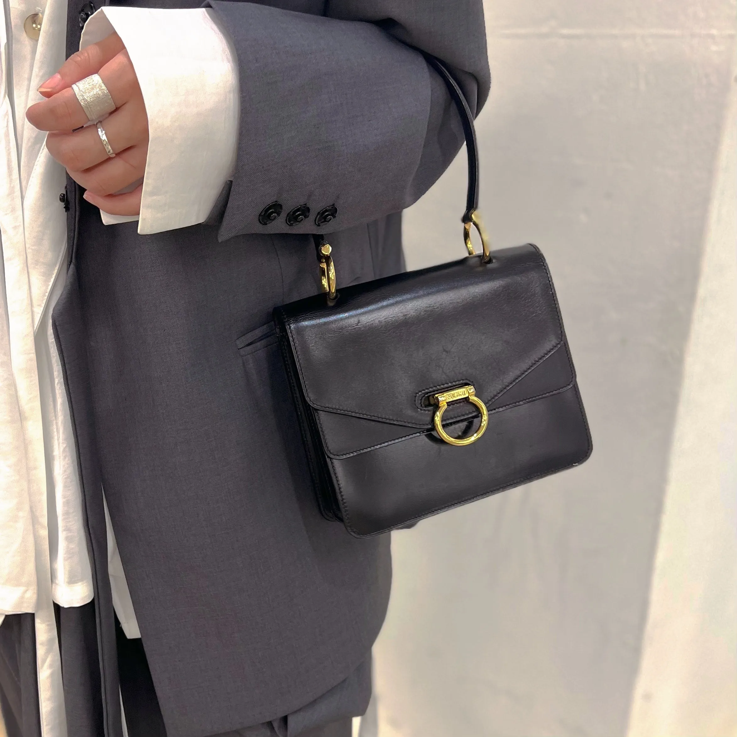 CELINE vintage box leather shoulder bag