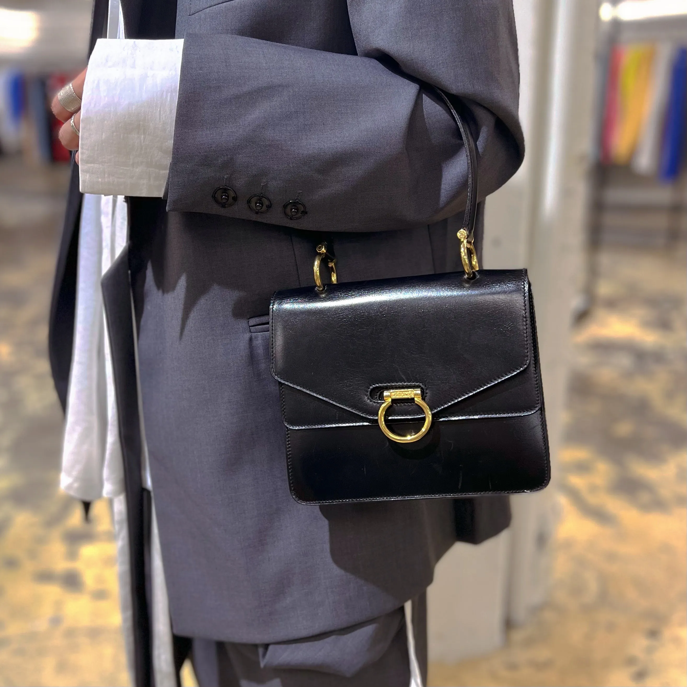 CELINE vintage box leather shoulder bag