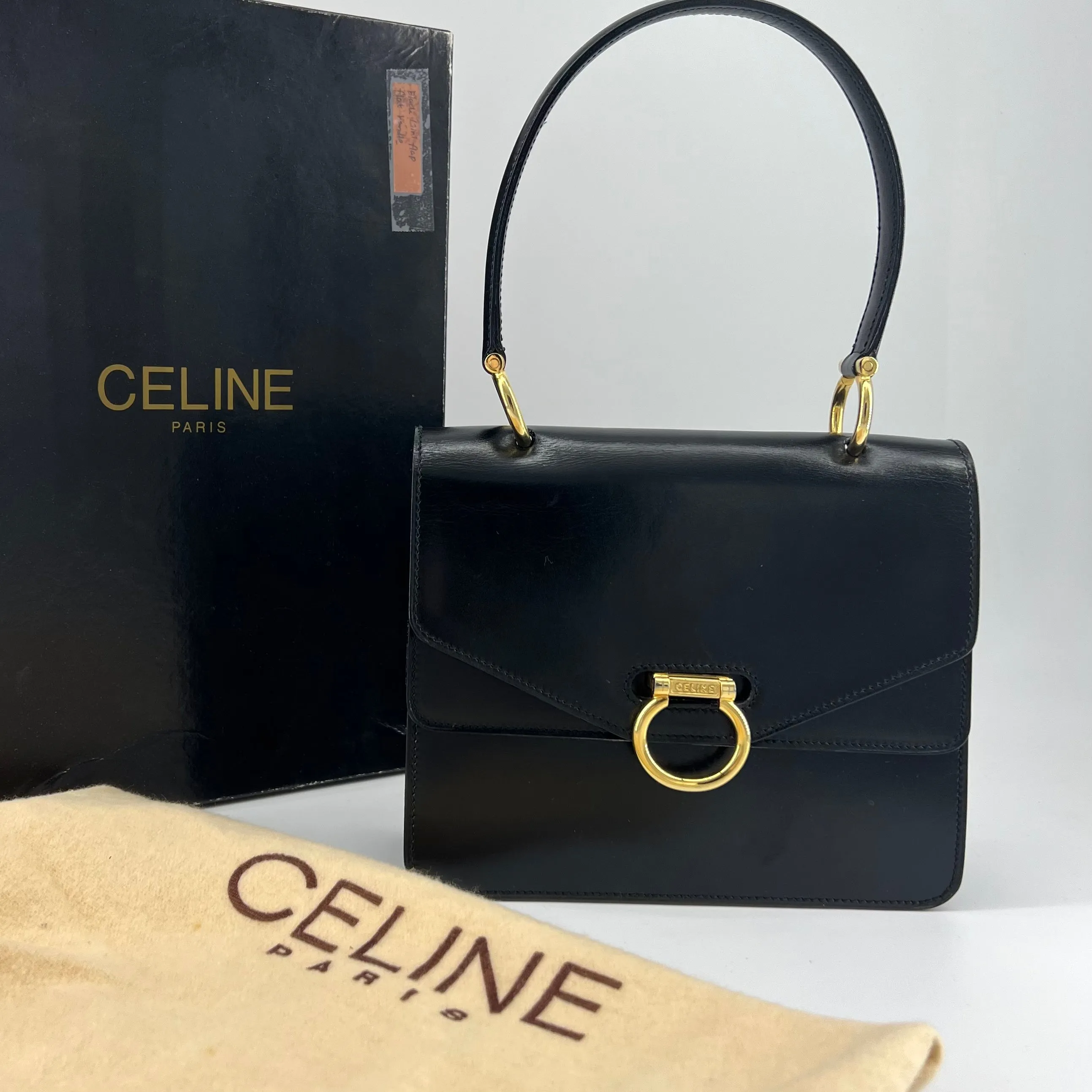 CELINE vintage box leather shoulder bag