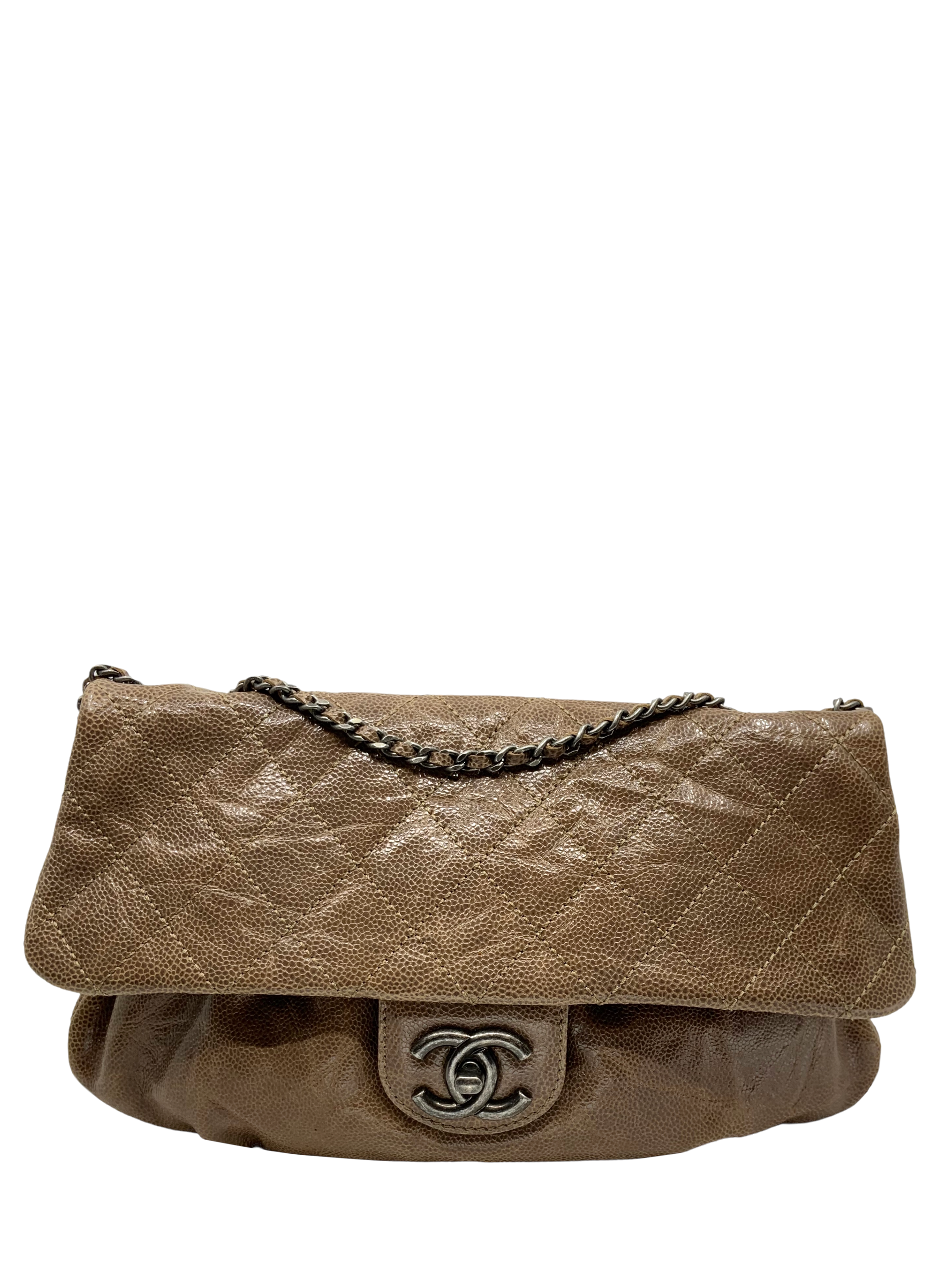 Chanel Elastic CC Flap Bag Glazed Caviar Leather Shoulder Bag