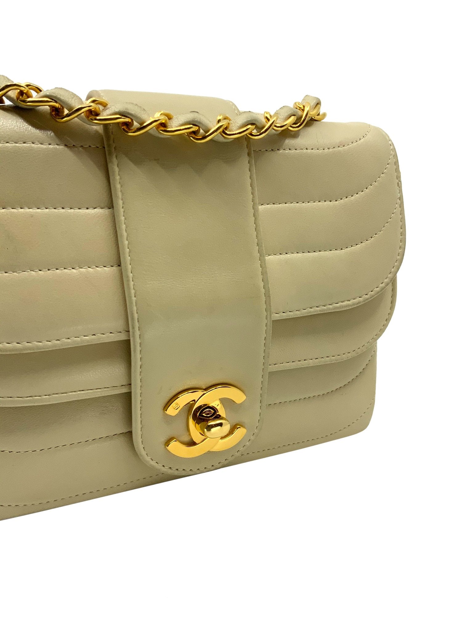 Chanel Vintage Quilted Horizontal Stitch Lambskin Classic Flap Bag