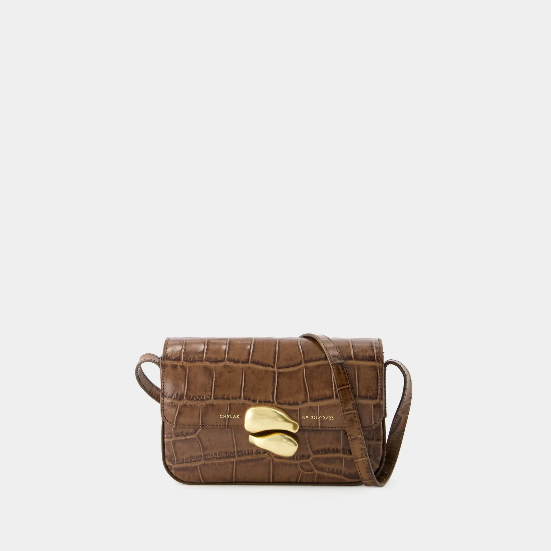 Classic Flap Bag - Chylak - Leather - Glossy Brown Croco