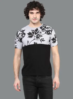 Contrast T-shirt with Floral Chest Print