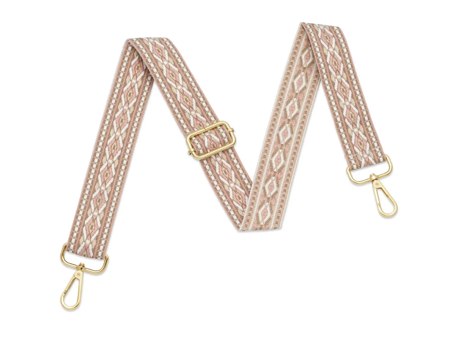 Crossbody Strap - Patterned Strap in Blush Pink (Gold Hardware)