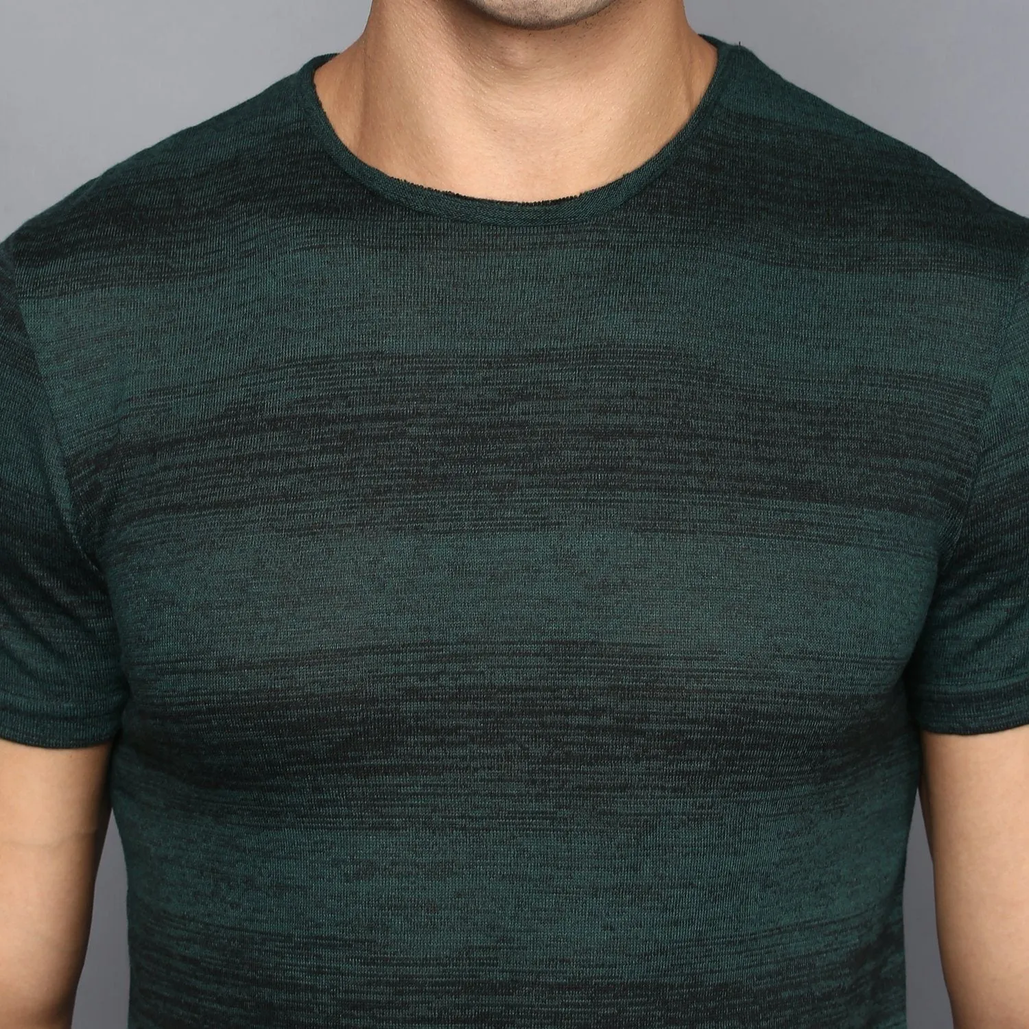 Dark Green Contrast Stripe T-shirt