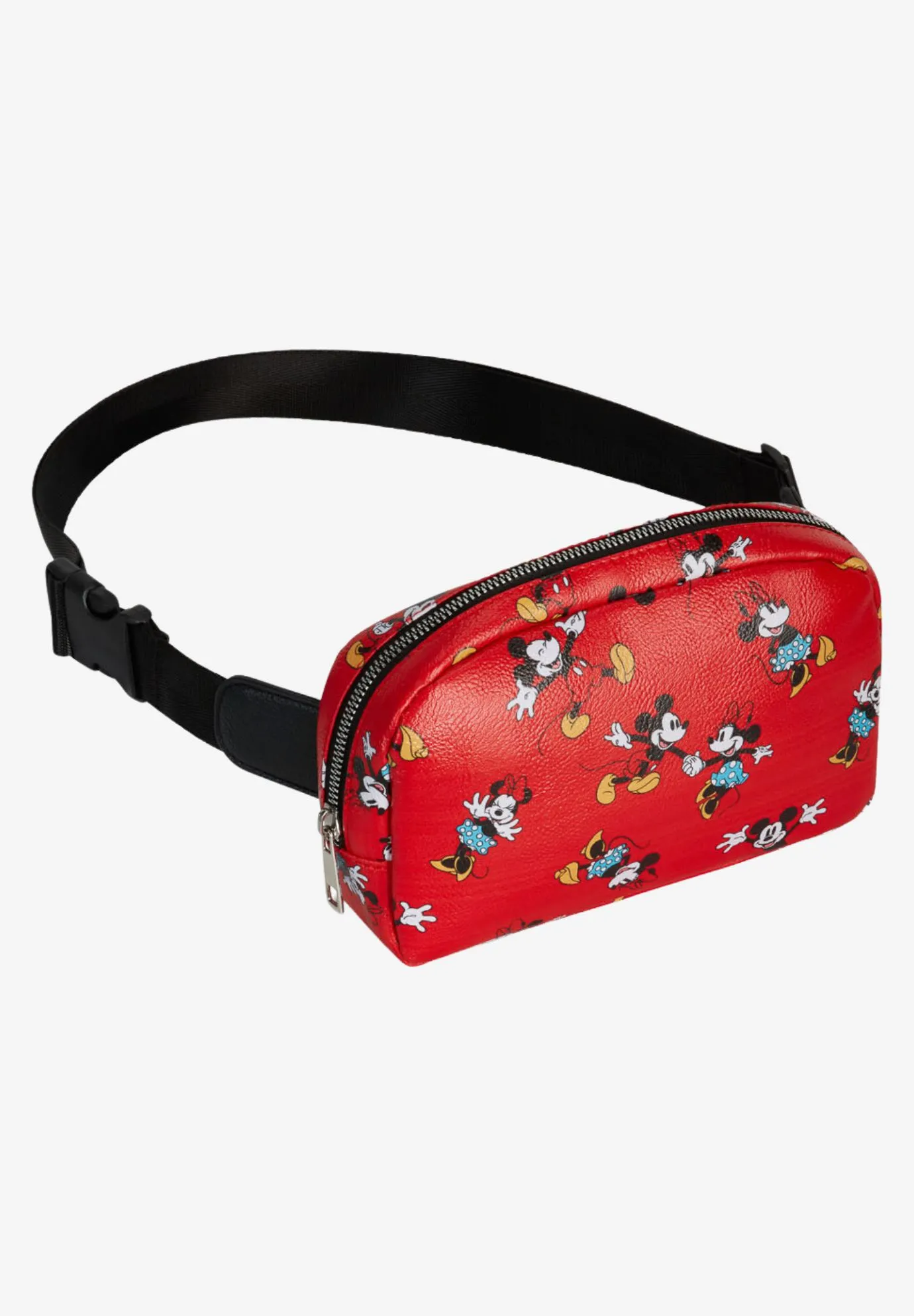 Disney Mickey & Minnie Mouse Belt Bag Crossbody Zippered All Over Print Faux Leather