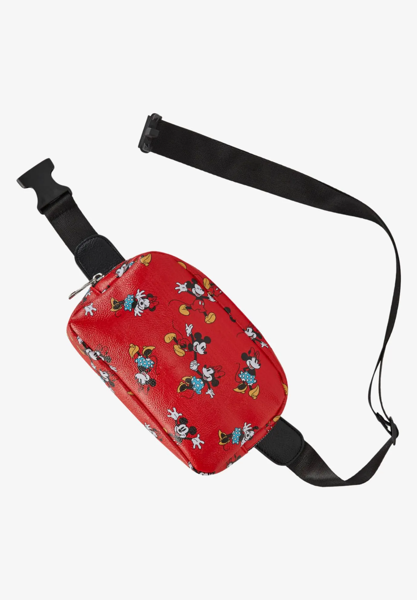 Disney Mickey & Minnie Mouse Belt Bag Crossbody Zippered All Over Print Faux Leather