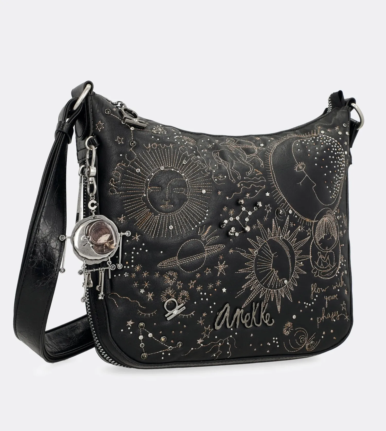 Elegant spirit crossbody bag with zips