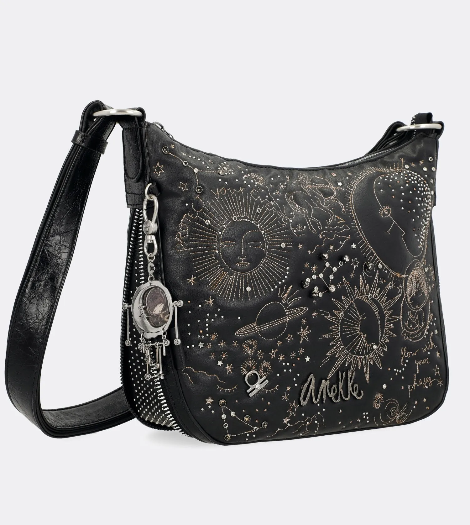 Elegant spirit crossbody bag with zips