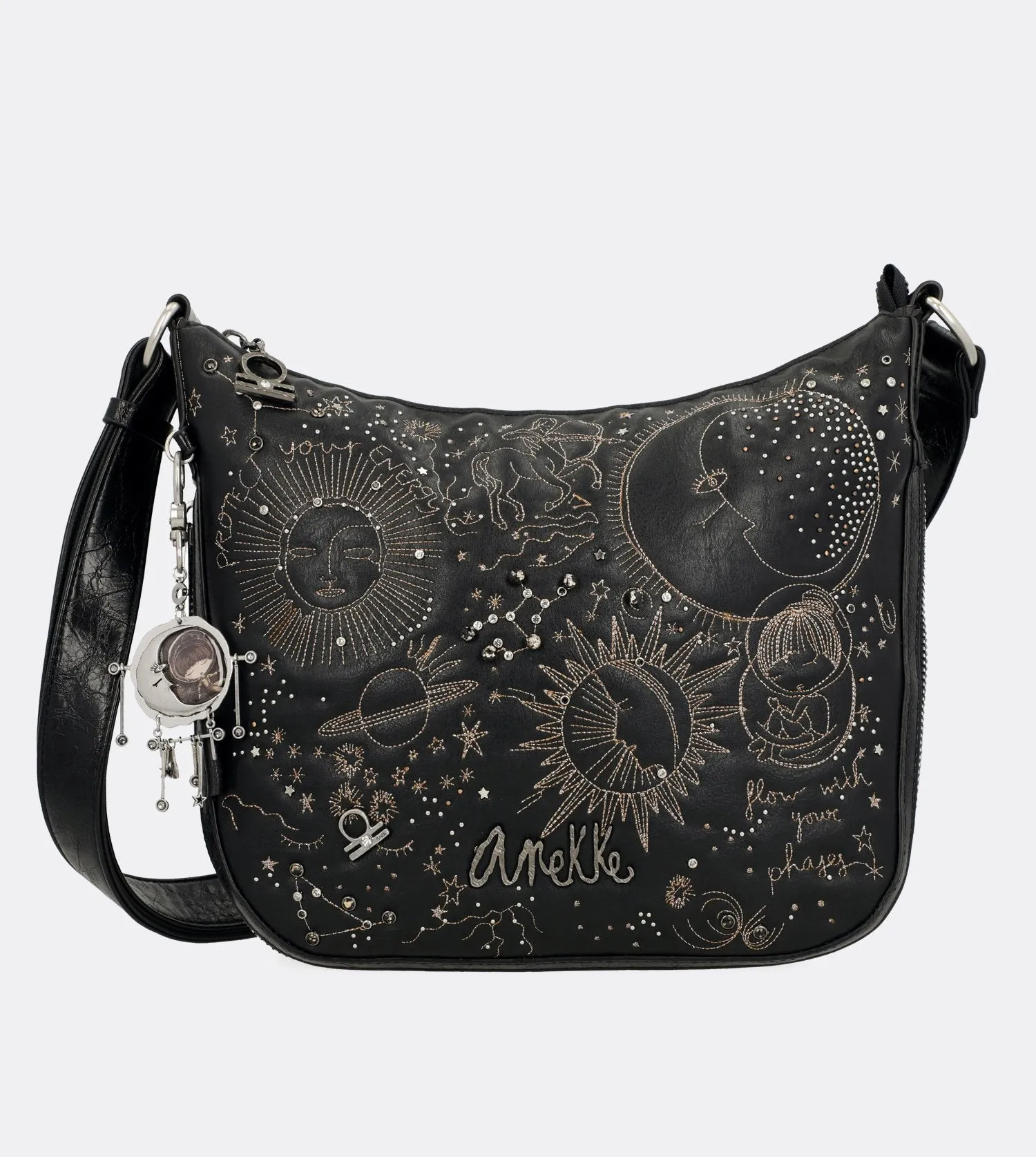 Elegant spirit crossbody bag with zips