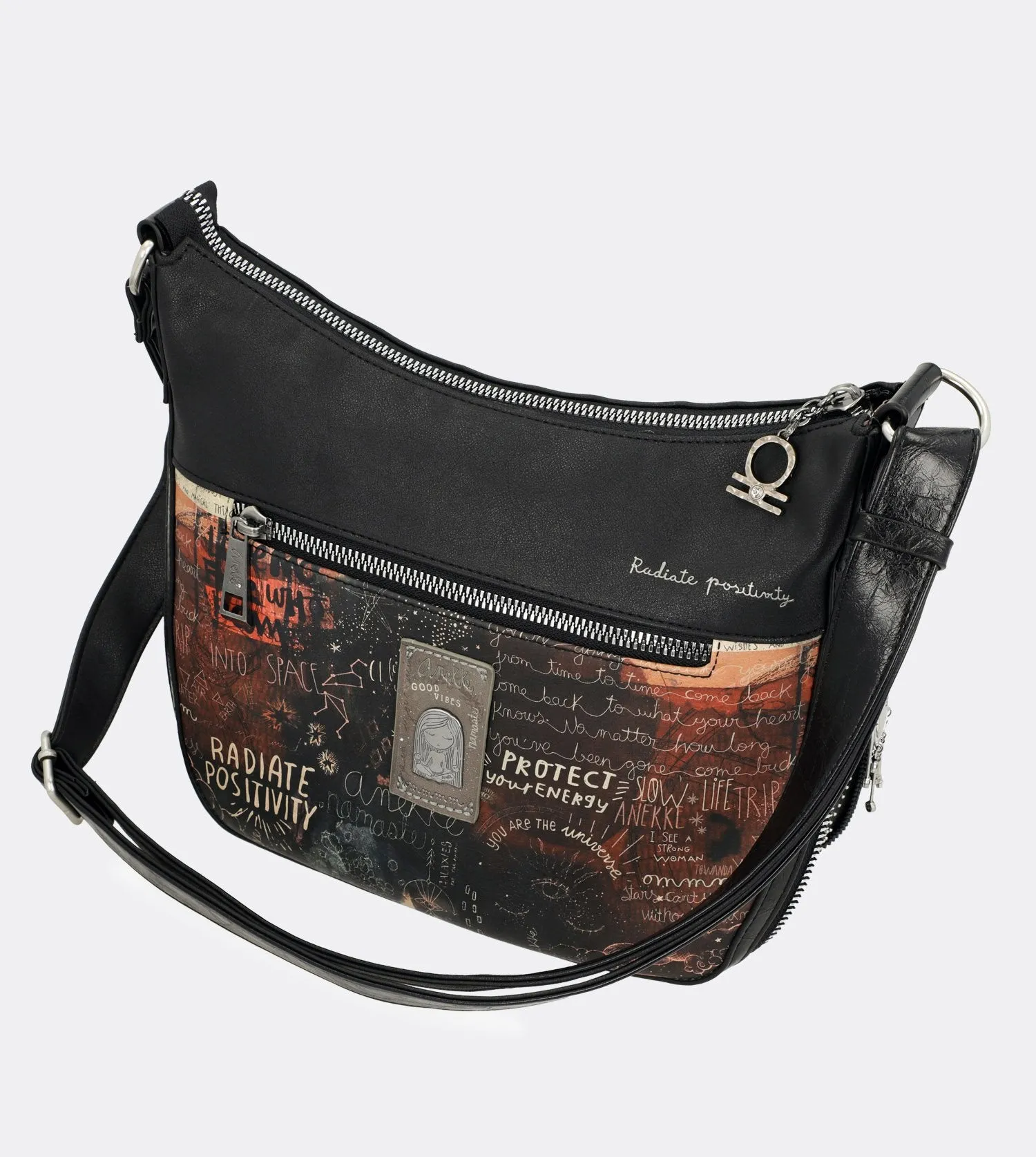 Elegant spirit crossbody bag with zips