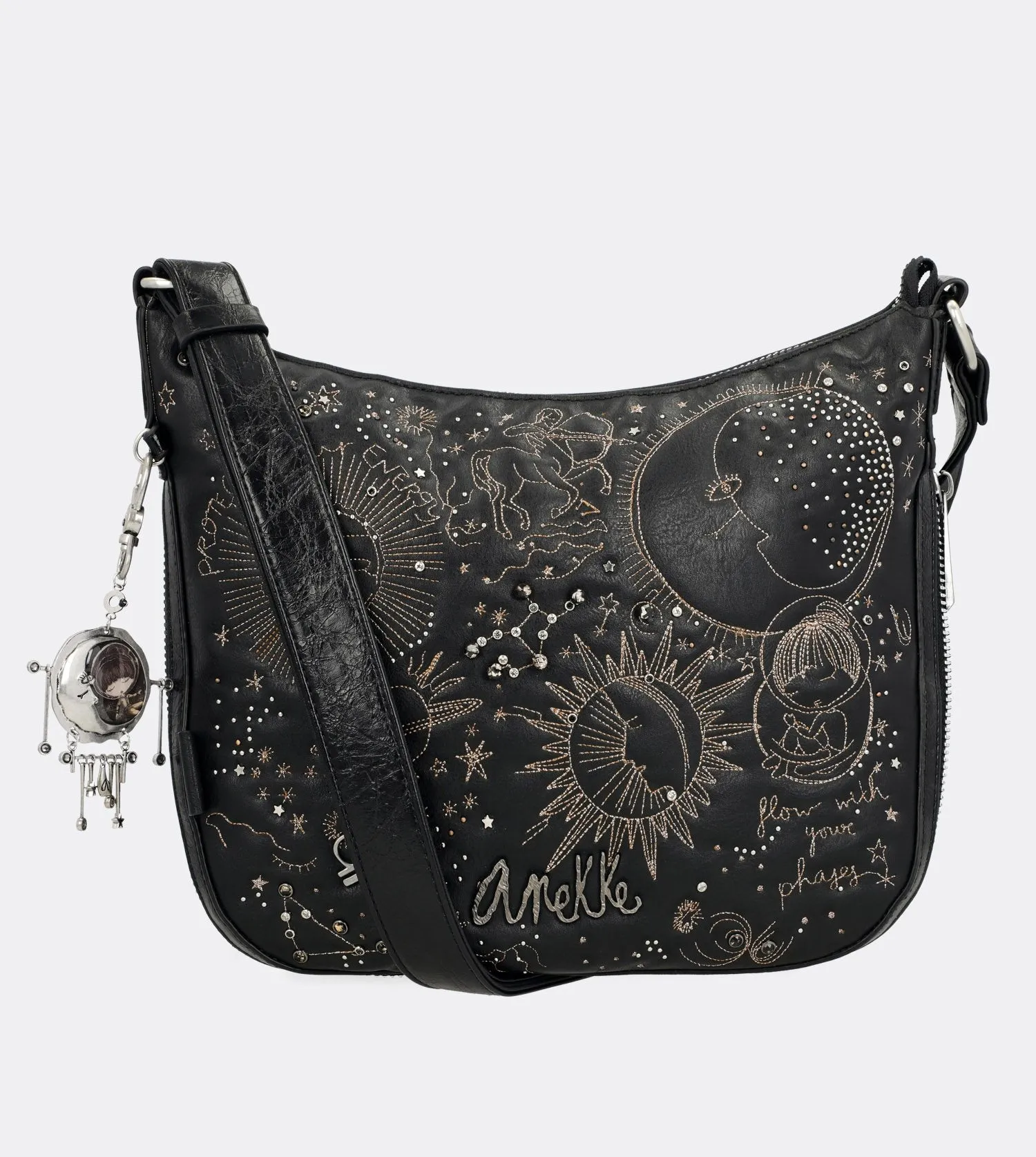 Elegant spirit crossbody bag with zips