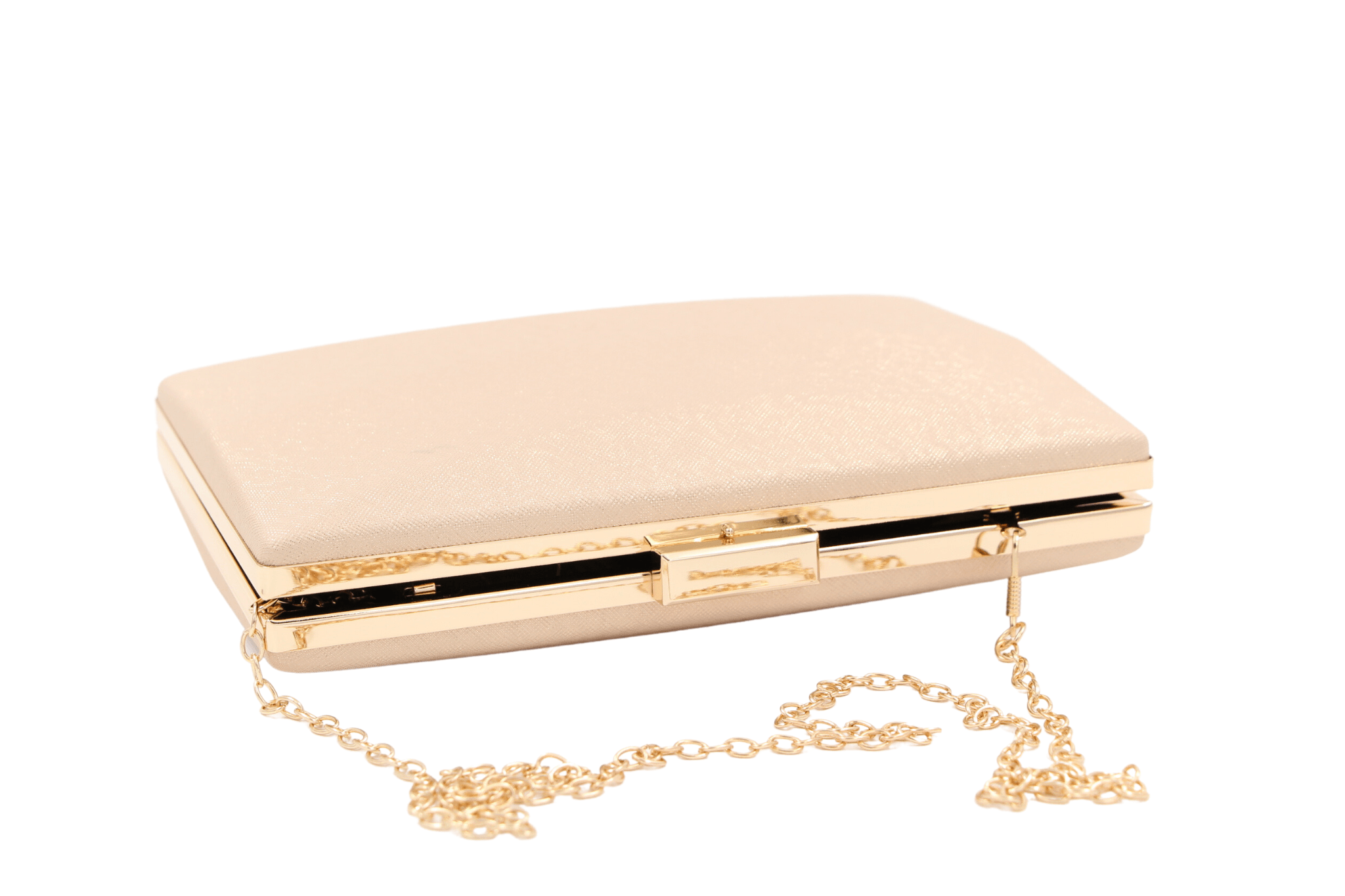 FABUCCI gold shimmer rectangle box clutch