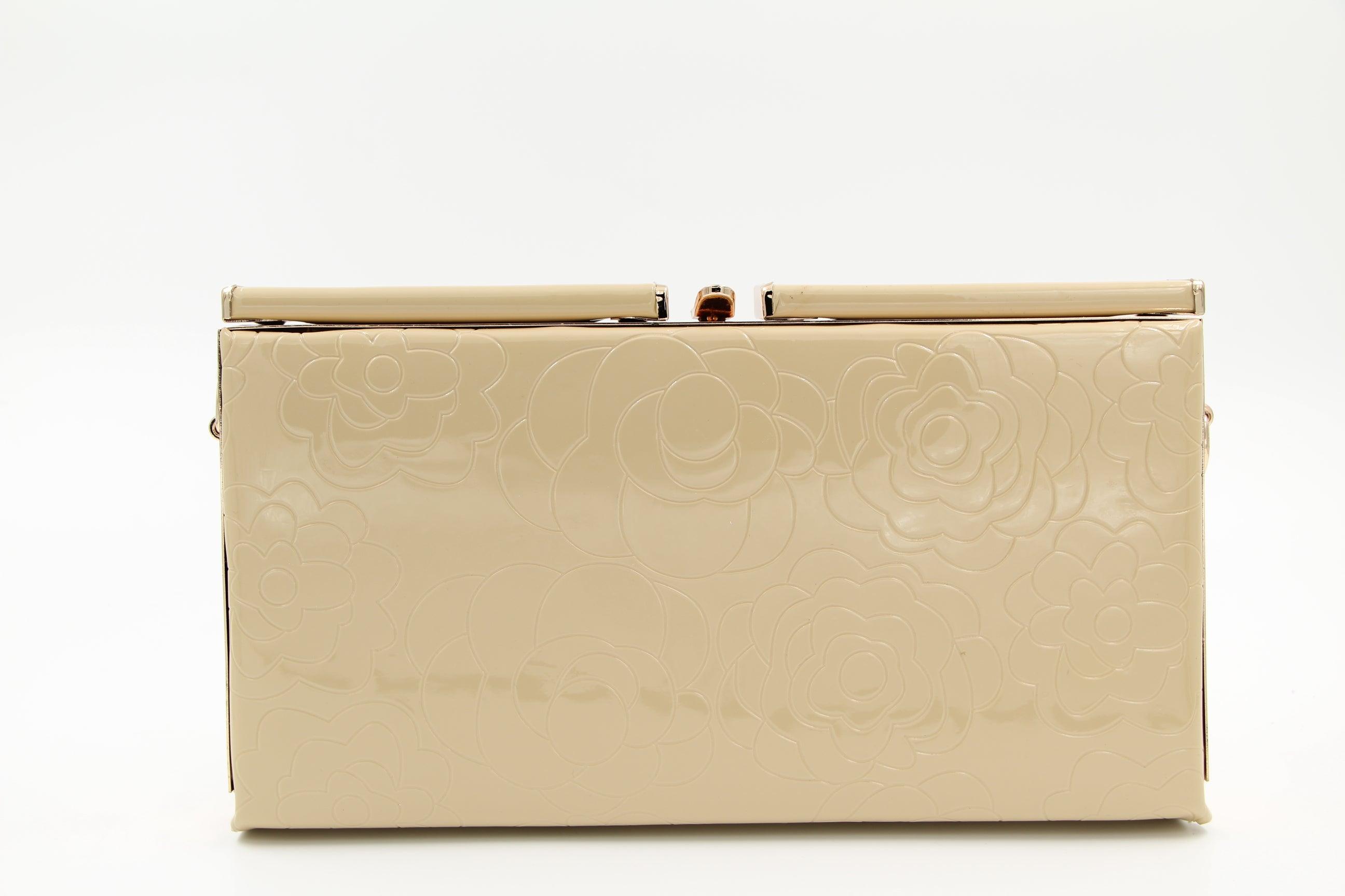 FABUCCI Large Nude Patent embossed Clutch Bag