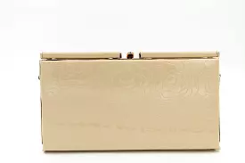 FABUCCI Large Nude Patent embossed Clutch Bag