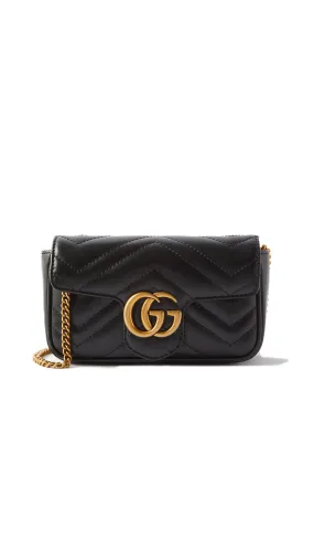 GG Marmont Matelassé Super Mini Bag - Black