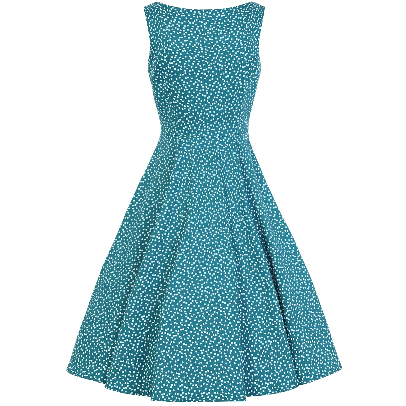 Green And White Polka Dot 50s Cut Out Swing Dress