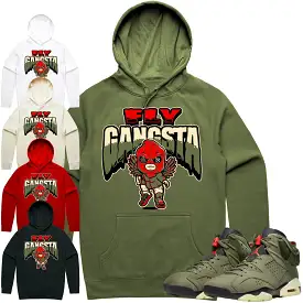 Jordan 6 Cactus Jack 6s Hoodie to Match - OLIVE FLY GANGSTA