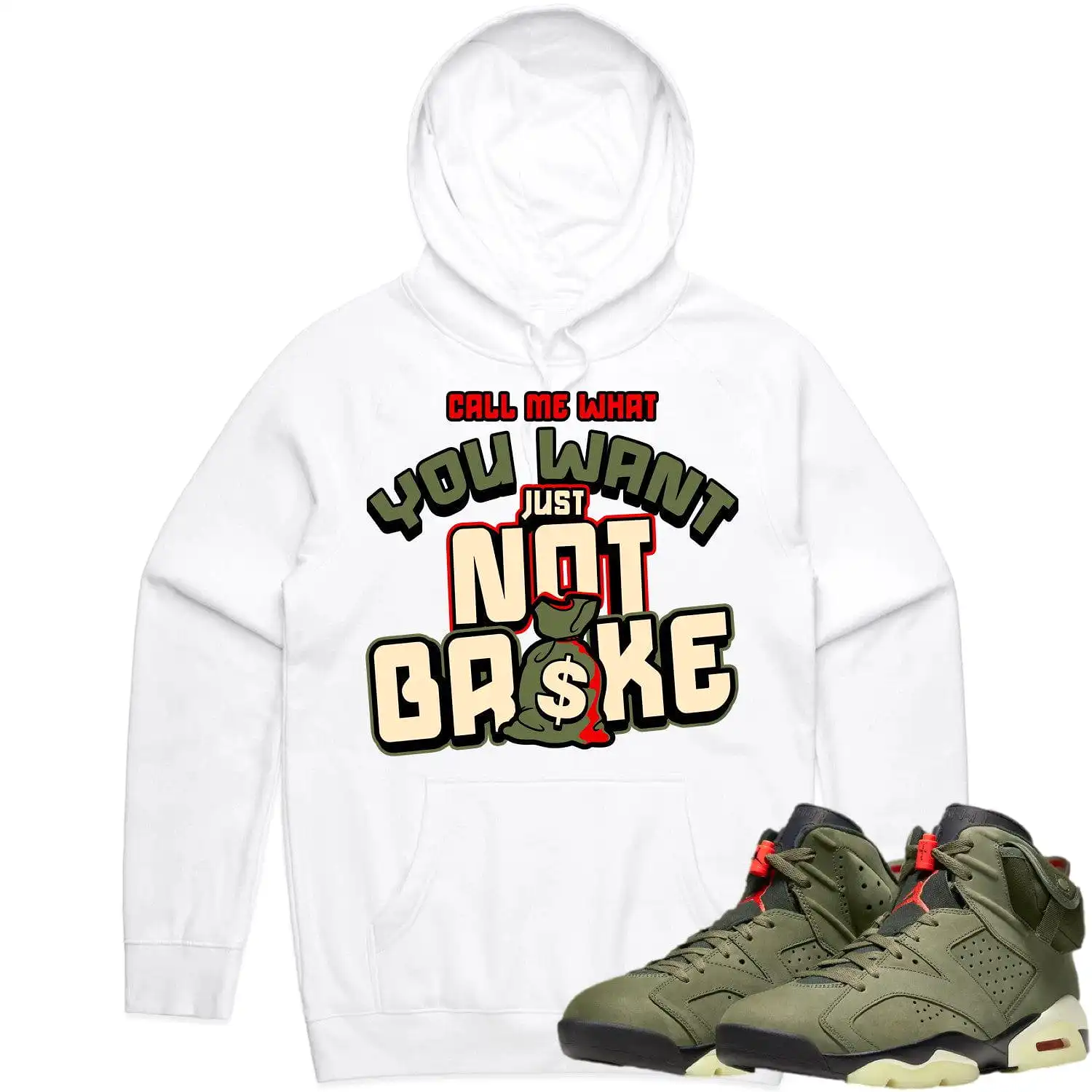 Jordan 6 Cactus Jack 6s Hoodie to Match - OLIVE NOT BROKE