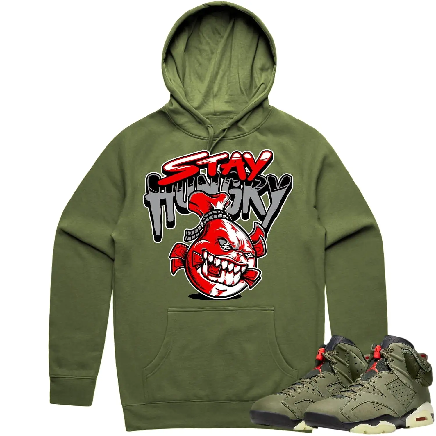 Jordan 6 Cactus Jack 6s Hoodie to Match - RED STAY HUNGRY