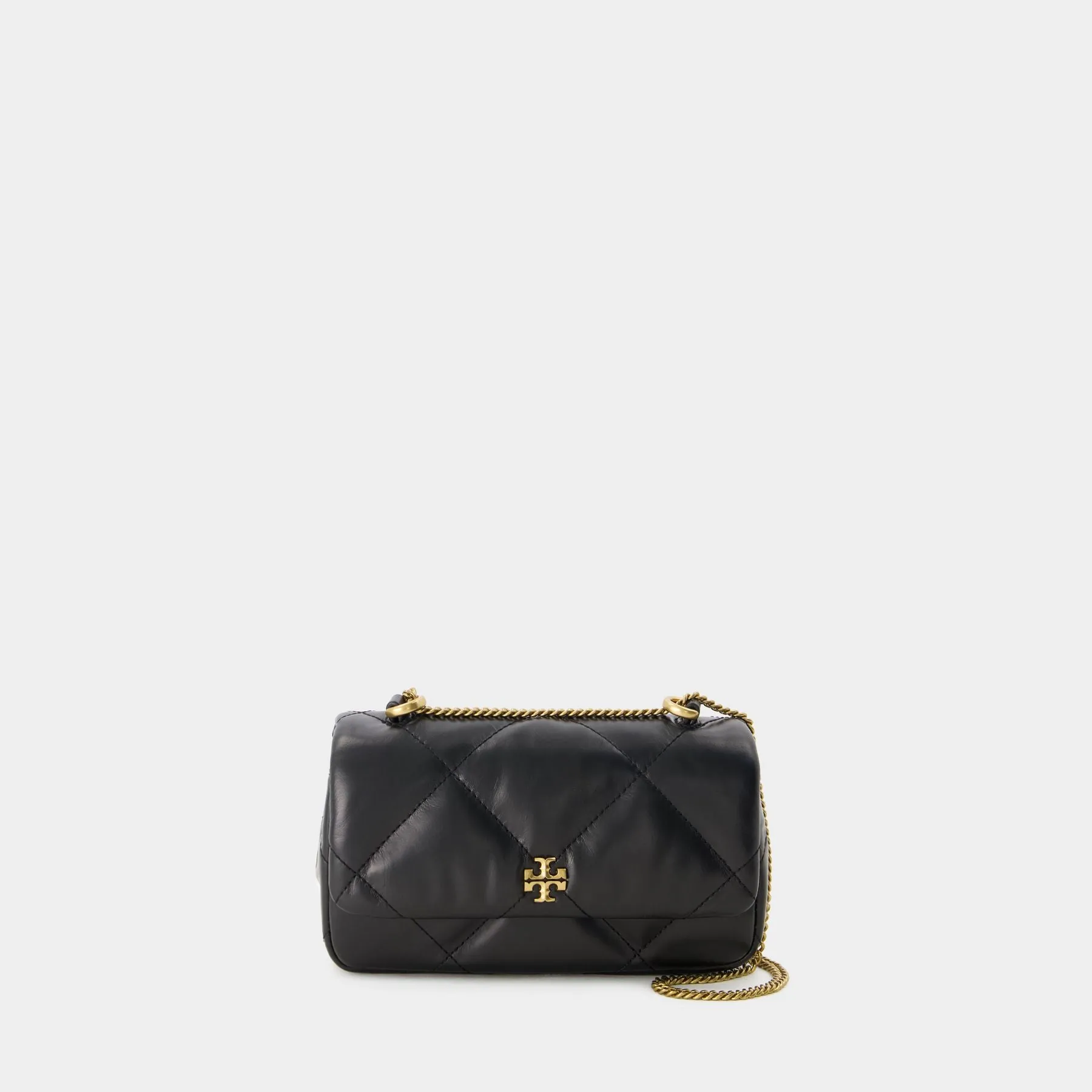 Kira Diamond Quilt Mini Flap Bag - Tory Burch - Leather  - Black