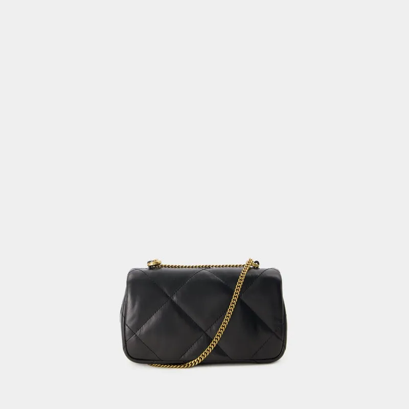 Kira Diamond Quilt Mini Flap Bag - Tory Burch - Leather  - Black