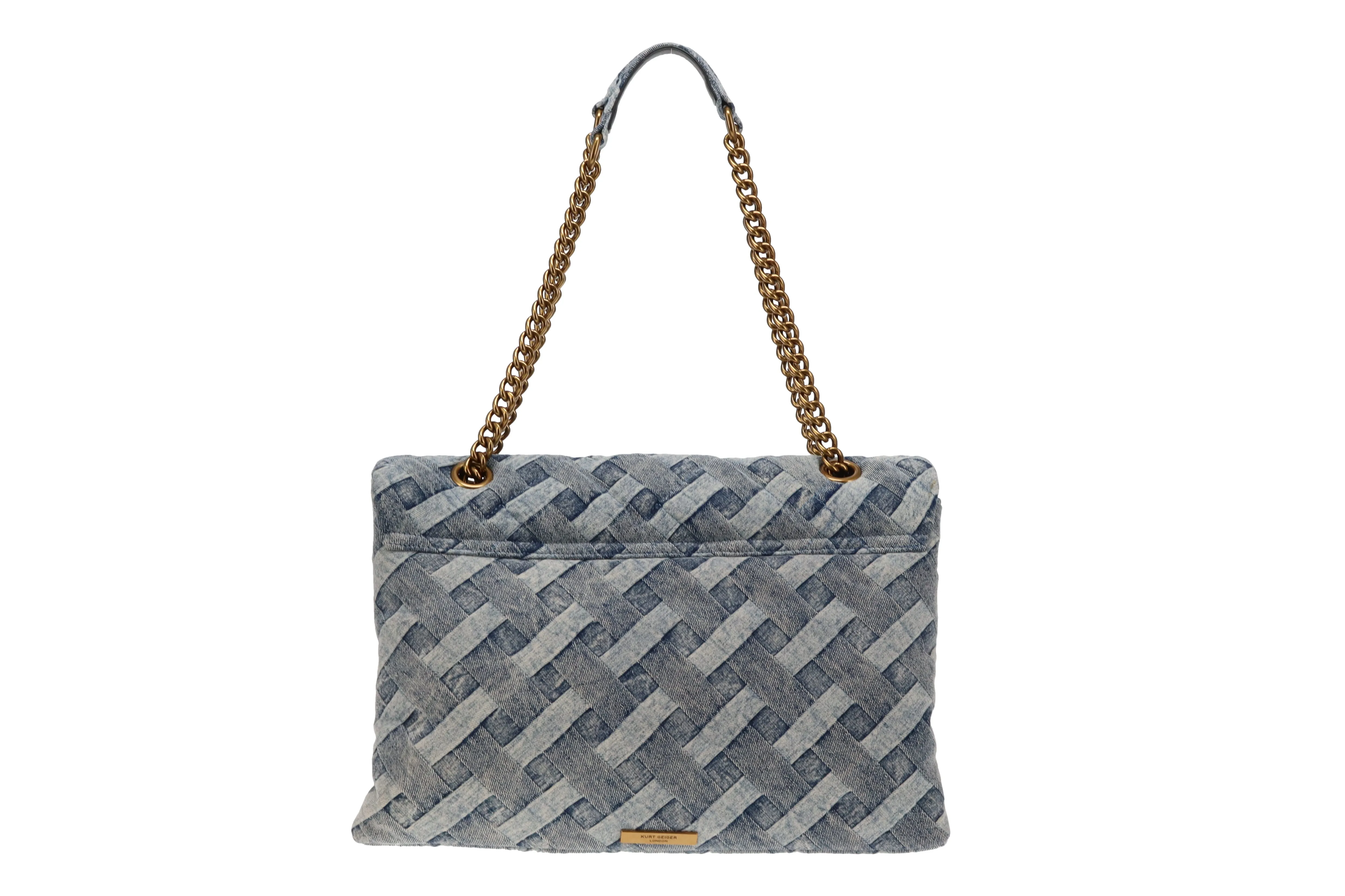 Kurt Geiger Denim Weave XXL Kensington Flap Bag