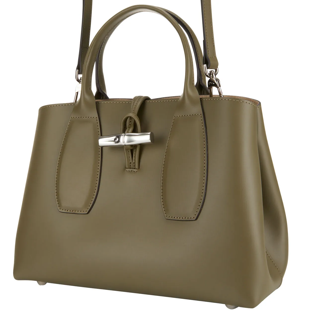 LONGCHAMP Le Roseau Medium Shoulder Bag - Kaki