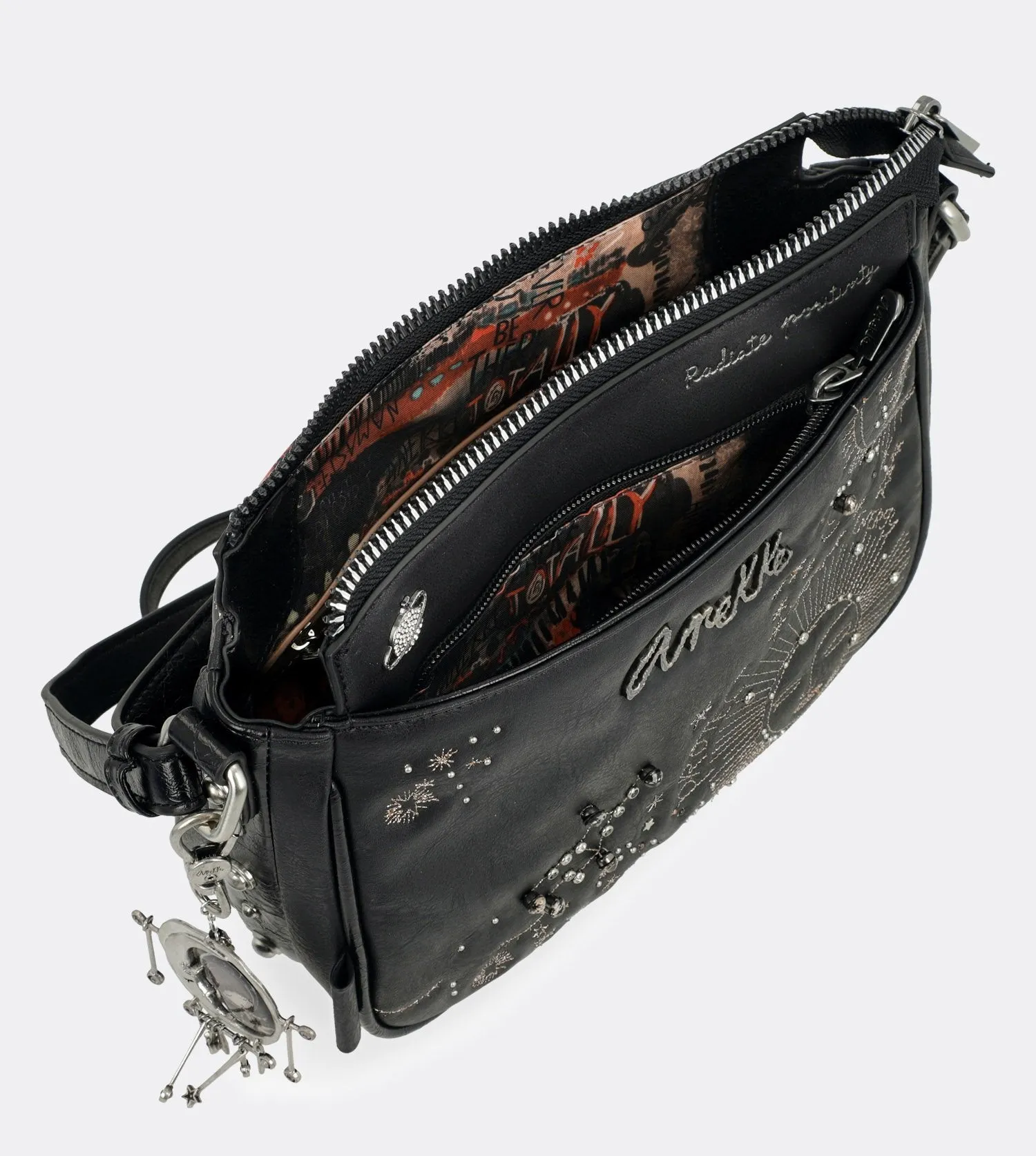 Lovely spirit embroidered crossbody bag