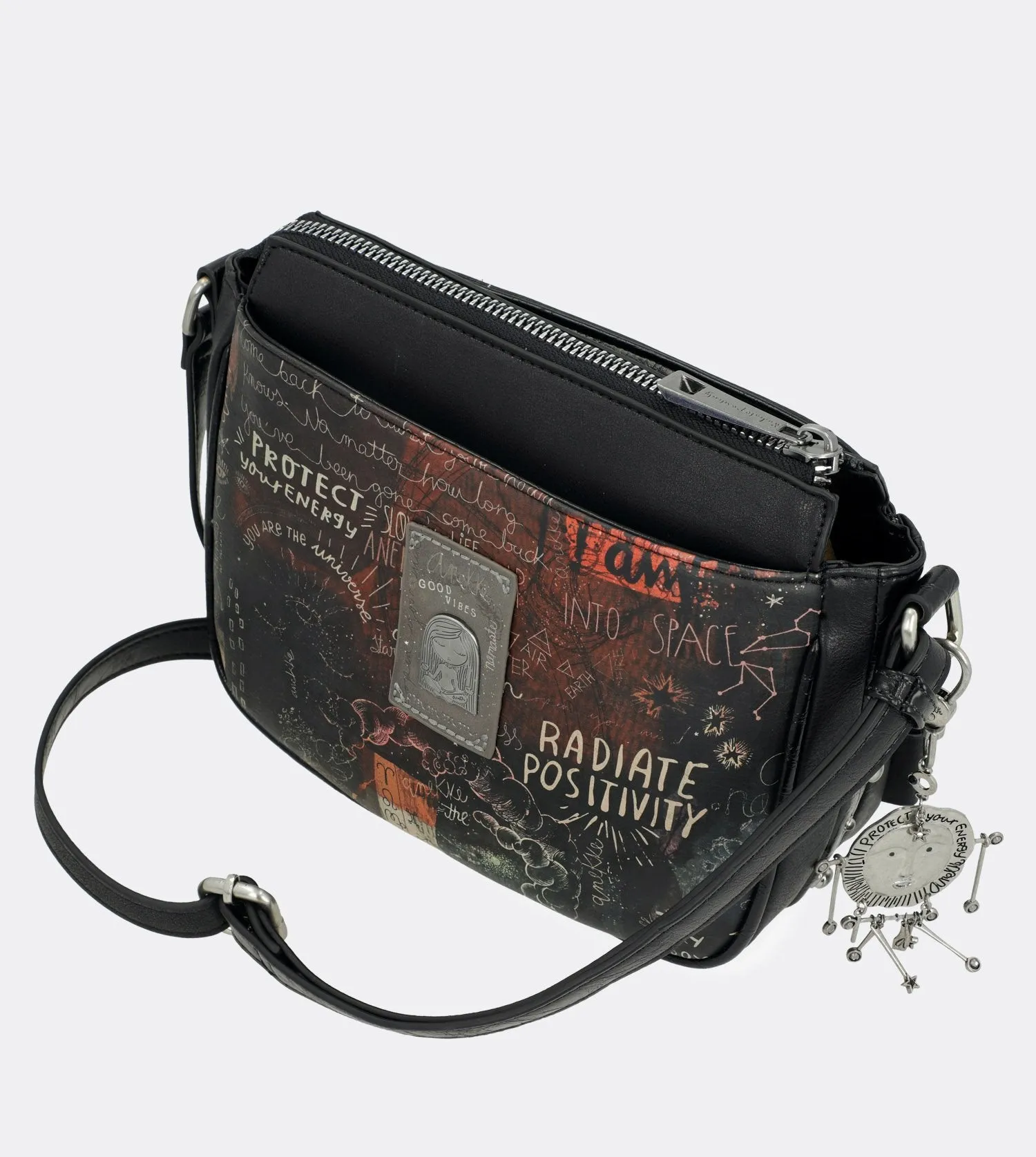 Lovely spirit embroidered crossbody bag