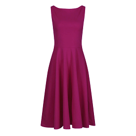 Magenta Sleeveless Audrey Hepburn Style 50s Swing Dress