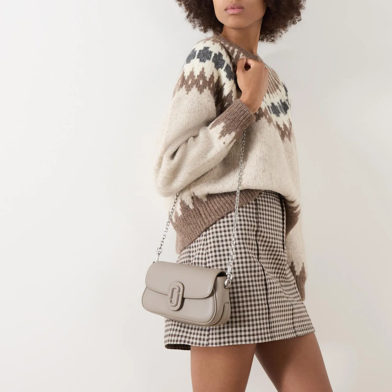 MARC JACOBS The Leather Clover Shoulder Bag - Cement