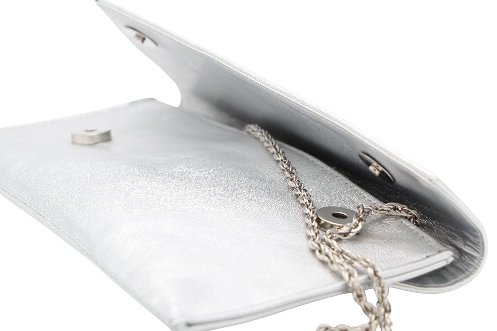 MARIAN Silver leather Envelope Clutch bag