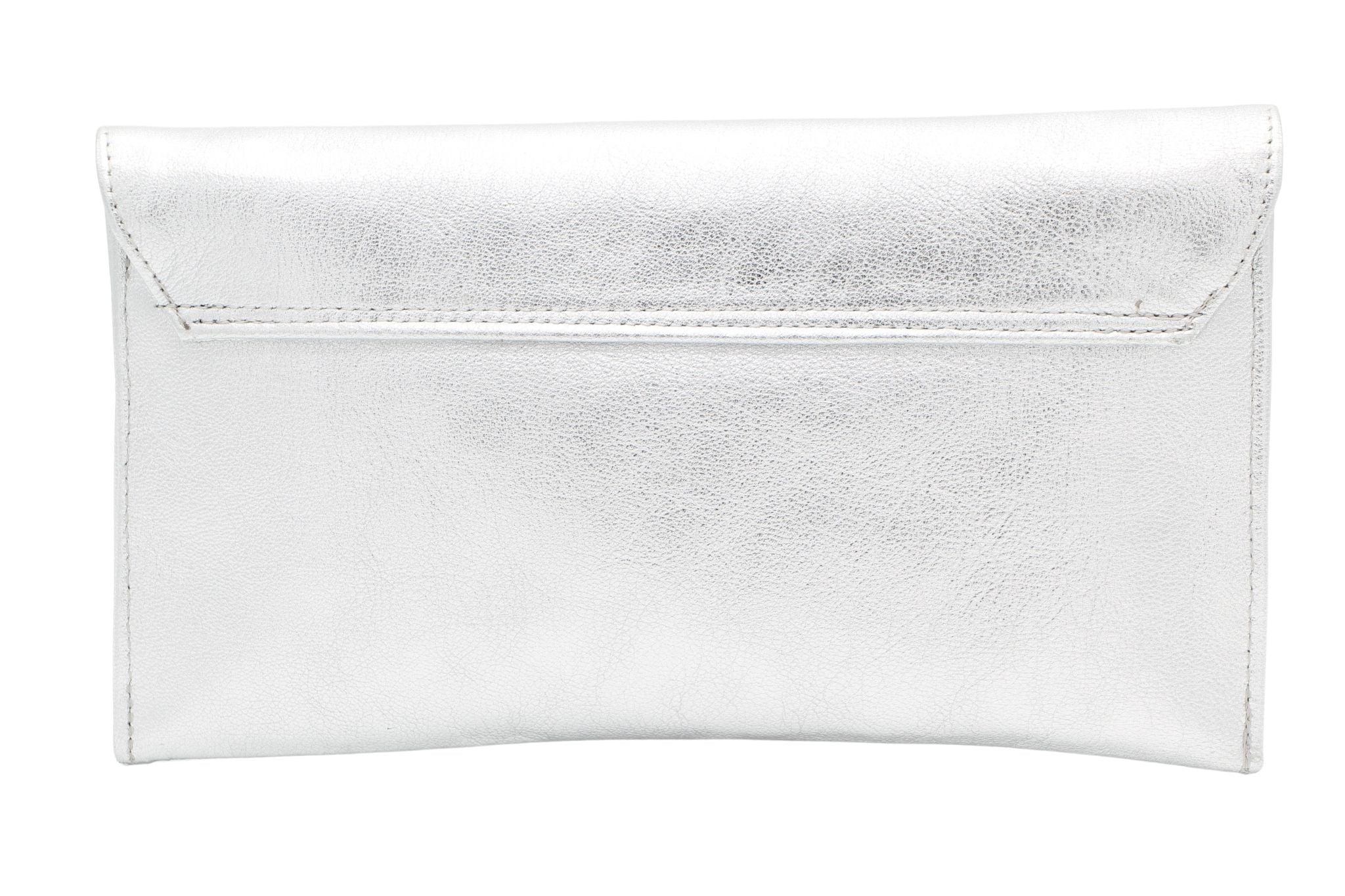 MARIAN Silver leather Envelope Clutch bag