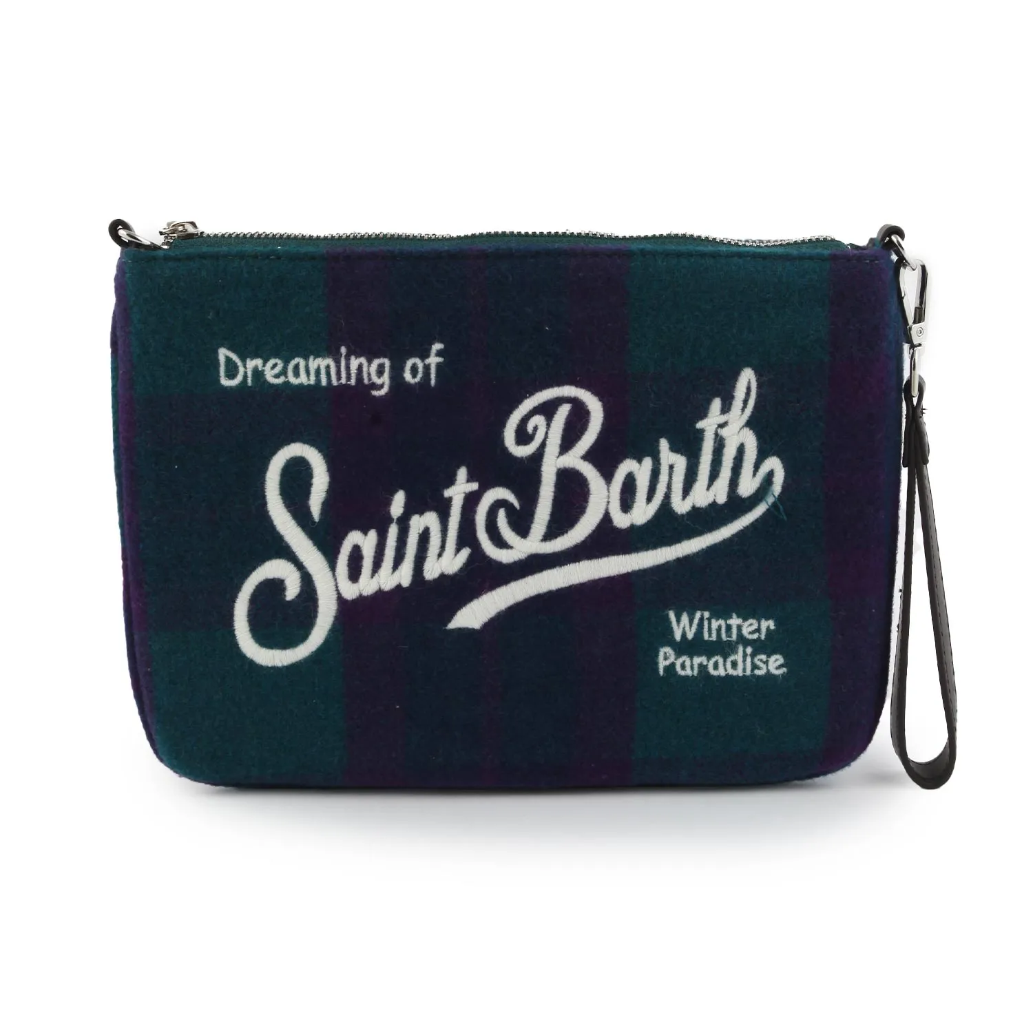 Mc2 Saint Barth Green And Purple Parisienne Tartan Big Handbag