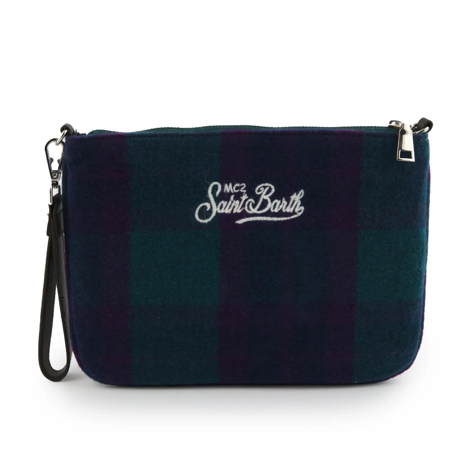 Mc2 Saint Barth Green And Purple Parisienne Tartan Big Handbag