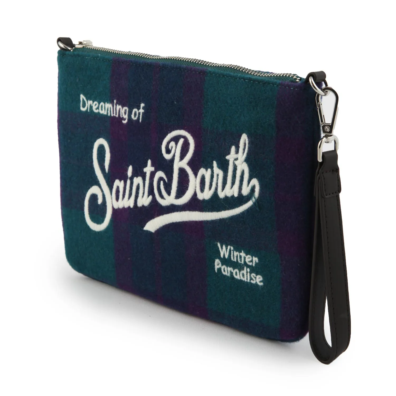 Mc2 Saint Barth Green And Purple Parisienne Tartan Big Handbag